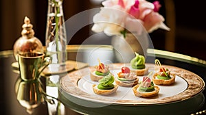 Food, hospitality and room service, starter appetisers as exquisite cuisine in hotel restaurant a la carte menu, culinary art and