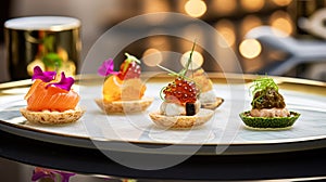 Food, hospitality and room service, starter appetisers as exquisite cuisine in hotel restaurant a la carte menu, culinary art and