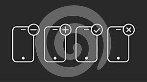 Mobile or Smartphone Icon Set. Vector flat editable black and white