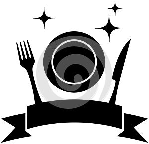Food icon with plate and kitchen utensil
