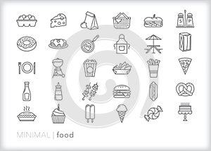 Food icon set of things to eat for breakfast, lunch or dinner