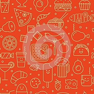 Food iconic seamless pattern