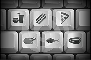 Food Icons on Computer Keyboard Buttons