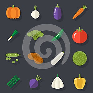 Food Icons Set Vegetables Symbols Healthy and