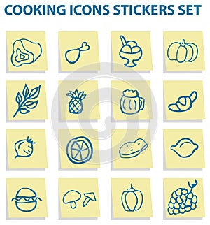 Food icons stickers set
