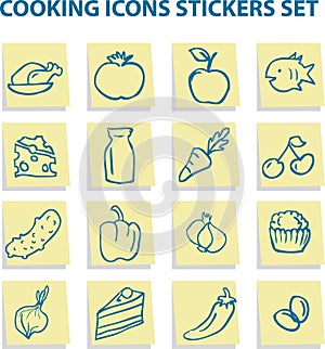 Food icons stickers set