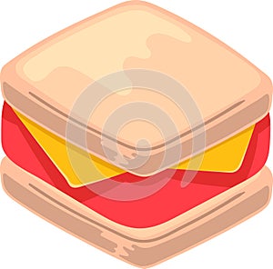 food illustration image, sandwich with meat and cheese filling
