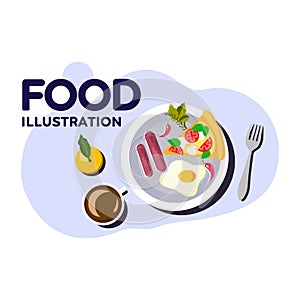 Food illustration top view vector