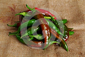 Fres organic kashmiri red and green chili pepper photo