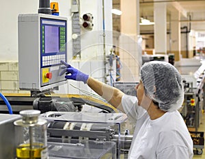 Food industry - biscuit production in a factory on a conveyor be