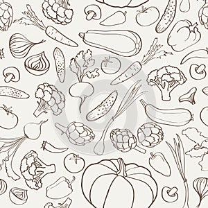 Food ingredient seamless background. Vegetable pattern.