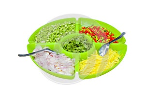 Food ingredients in the big dish,this have clipping path