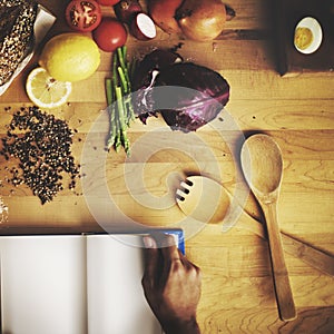 Food Ingredients Preparing Cooking Book Concept