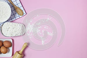 Food ingredients recipe on pink background