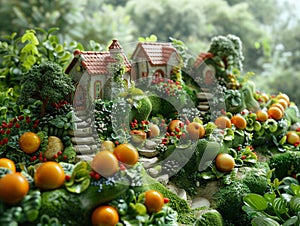 Food-inspired fantasy landscape