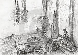 Food items inside kitchen