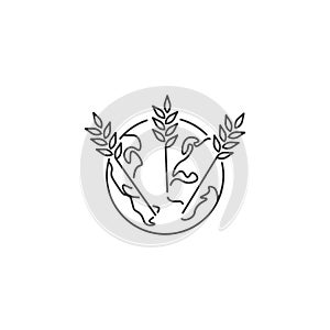 Food justice, global food wheat. Vector icon logo illustration