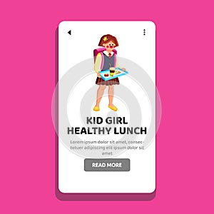 food kid girl healthy lunch vector