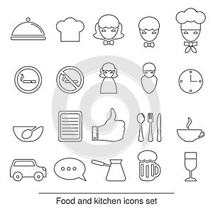Food and kitchen line icons.