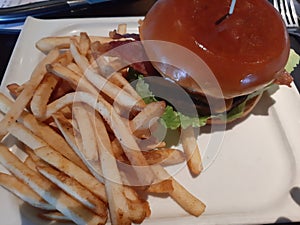 Food Kobe Beef Burger With Fries Cuzine