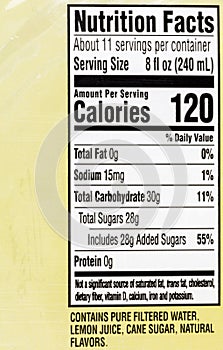 Food label calories sodium carbohydrate protein nutrition facts