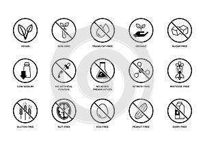 Food labeling and nutrition icons set photo