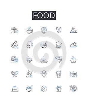 Food line icons collection. Leadership, Delegation, Motivation, Direction, Coordination, Strategy, Planning vector and