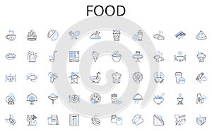 Food line icons collection. Youth, Teenagers, Adolescents, Minors, Kids, Juniors, Youngsters vector and linear