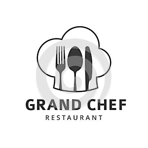 Food  logo with fork, knife and spoon