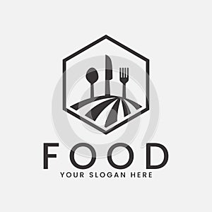 food logo icon template of concept. knife, spoon and fork vector illustration