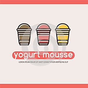 Food logotype with three yogurts