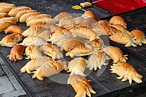 Food market at the Buddhist pagoda Thien Tru, also called Perfume Pagoda, near My Duc, Vietnam