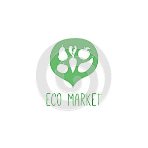 Food market flat logo design vector