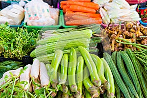 Food market with fruit and vegetable stall