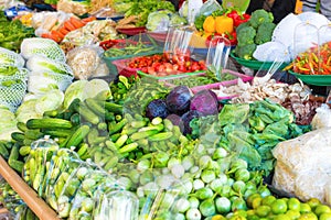 Food market with fruit and vegetable stall