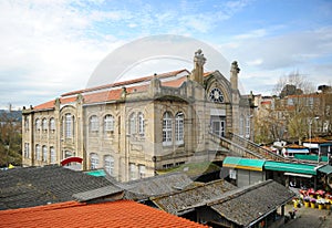 Food market -Praza de Abastos- in the historic center of Ourense, Galicia, Spain