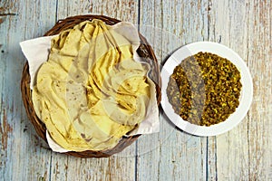 Rumali roti and egg tarka