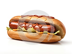 Food mustard meat ketchup bun snack background sausage