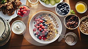 Food natural blueberry cereal granola snack breakfast healthy muesli dessert organic fruit