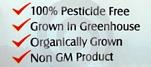 Food nutrition label, mushroom