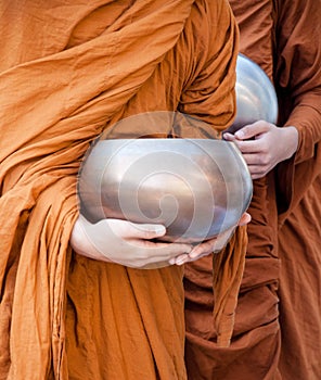 Food offering to a monk