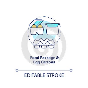 Food package and egg cartons concept icon