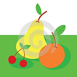 Food Pear Cherry Apricot Kid Graphic Illustration