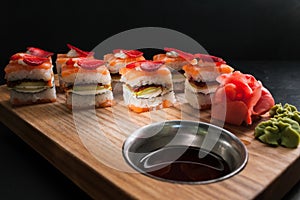 Food photo sushi rolls japanese cuisine concept