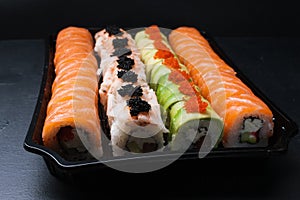 Food photo sushi rolls japanese cuisine concept