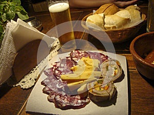 Picada and beer for dinner