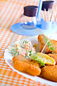 Food plate with salt dish vegetable