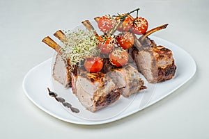 Food in plates on a white background