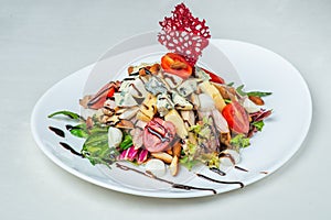 Food in plates on a white background