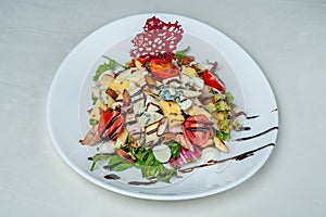 Food in plates on a white background